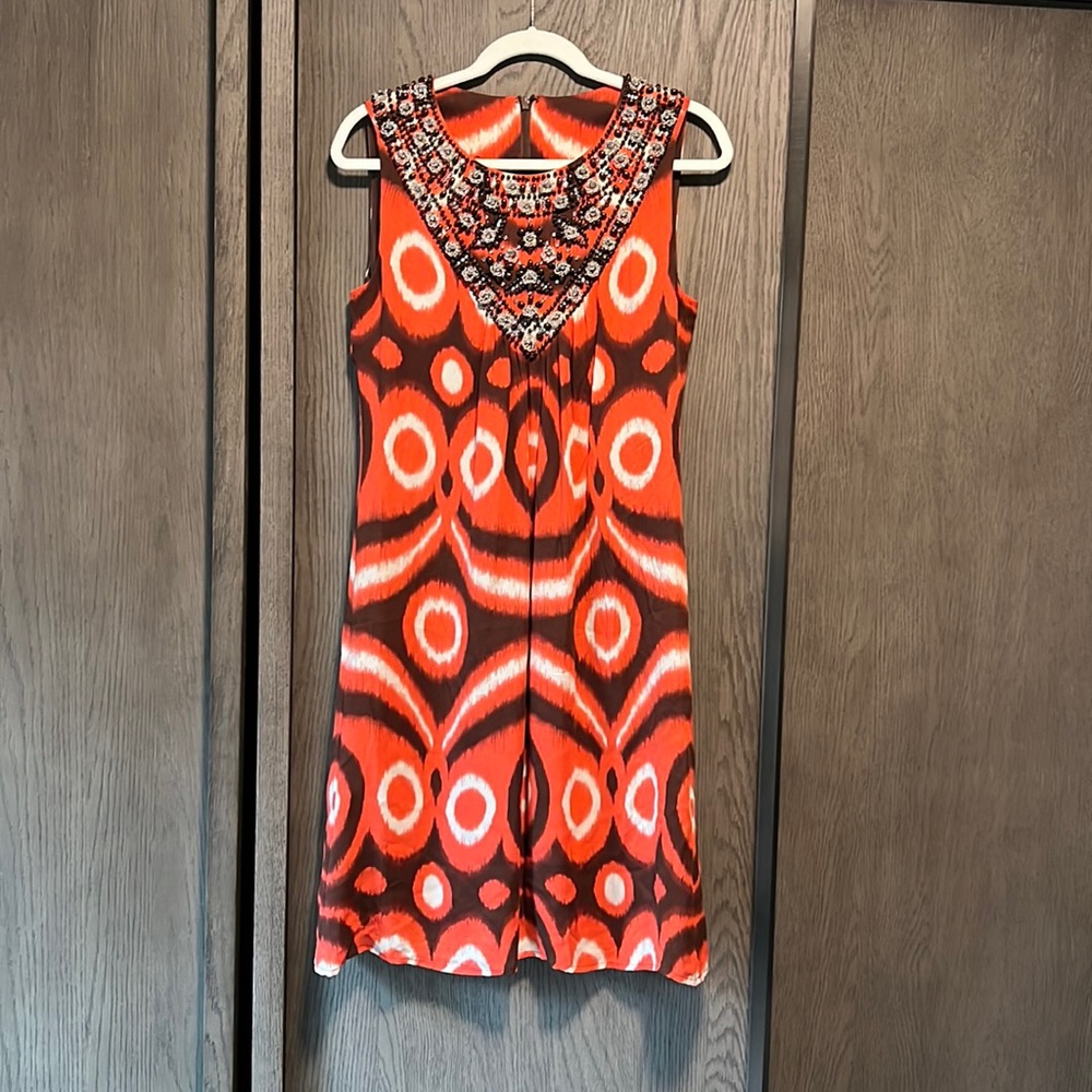 Tory Burch 100% Silk Beaded Bodice Dress 10